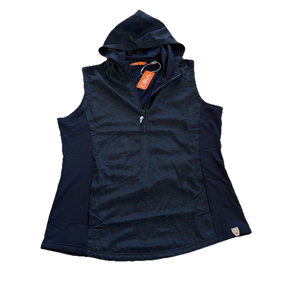 CBUK Cutter & Buck Women’s Hooded Vest XL Navy Blue Full Zip Athletic